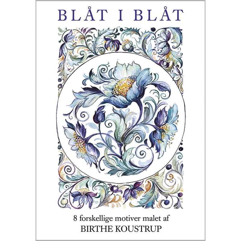 Coffret de 8 cartes bleues avec enveloppes par Birthe Koustrup
