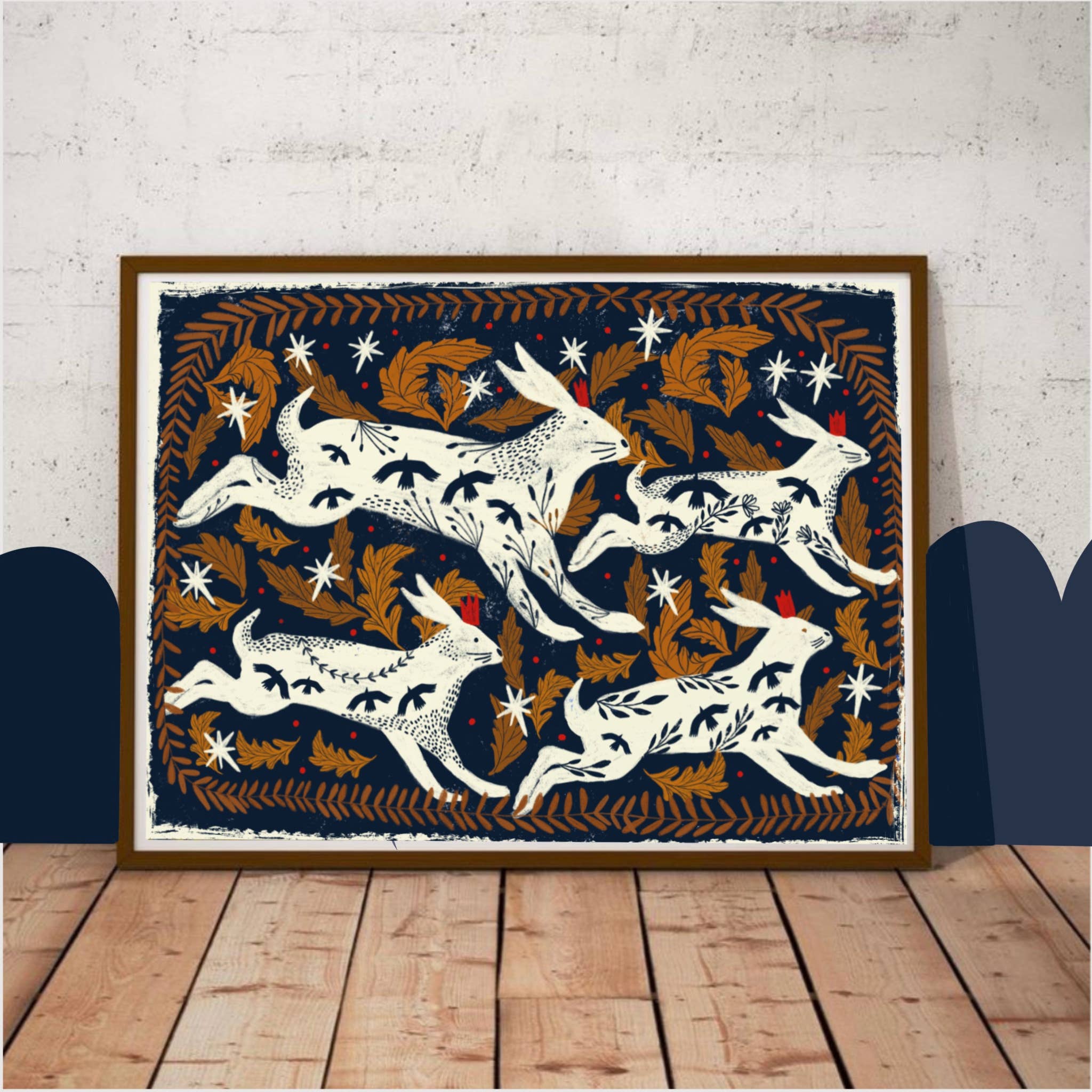 Four hares at night