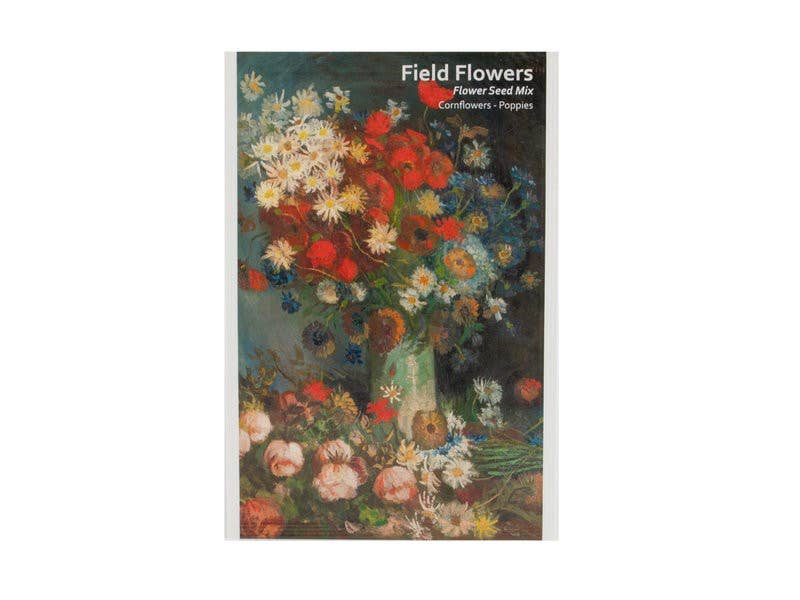 Carte postale avec graines de fleurs des champs, vase fleuri, Van Gogh