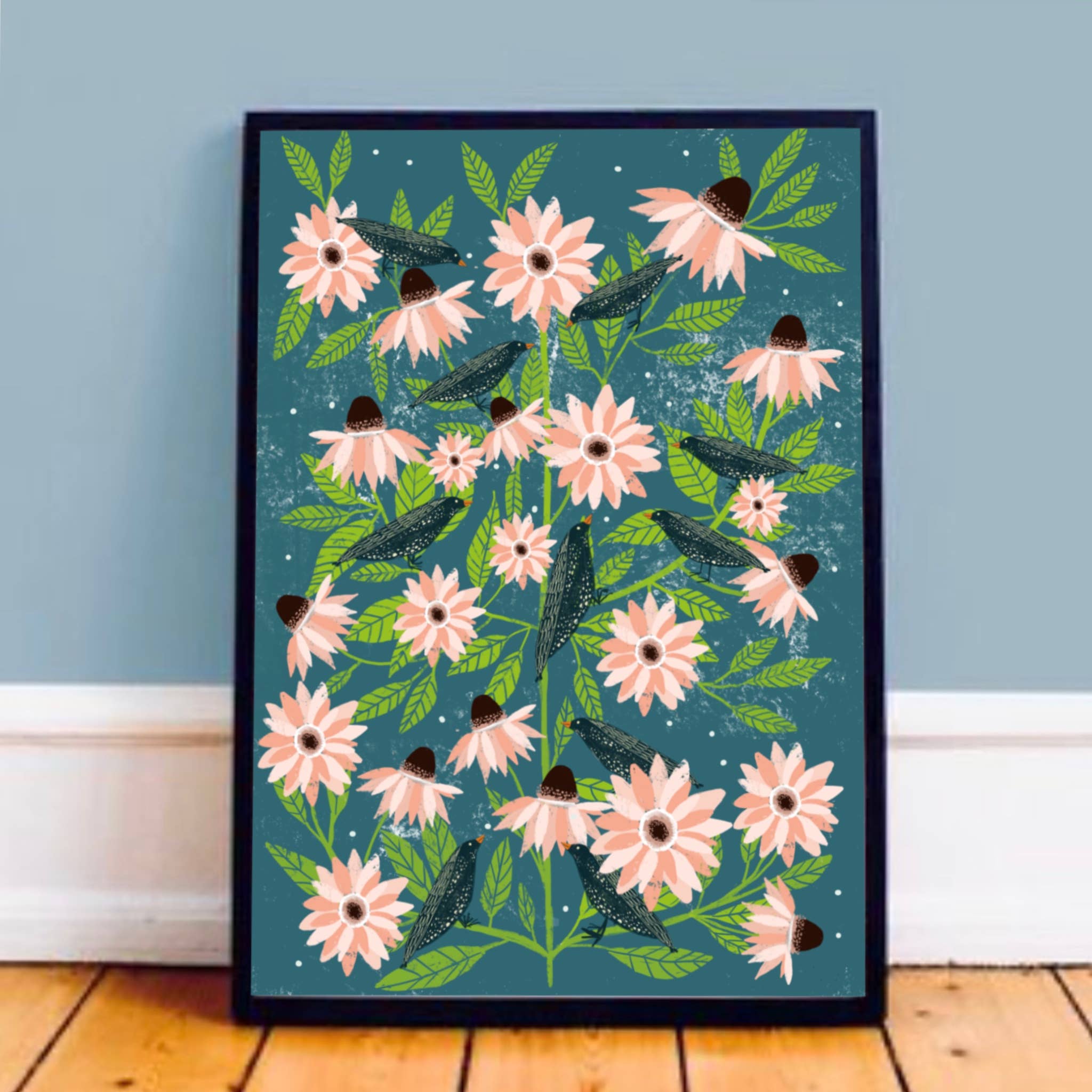 Oiseaux dans un arbre à fleurs