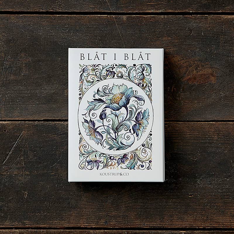 Coffret de 8 cartes bleues avec enveloppes par Birthe Koustrup
