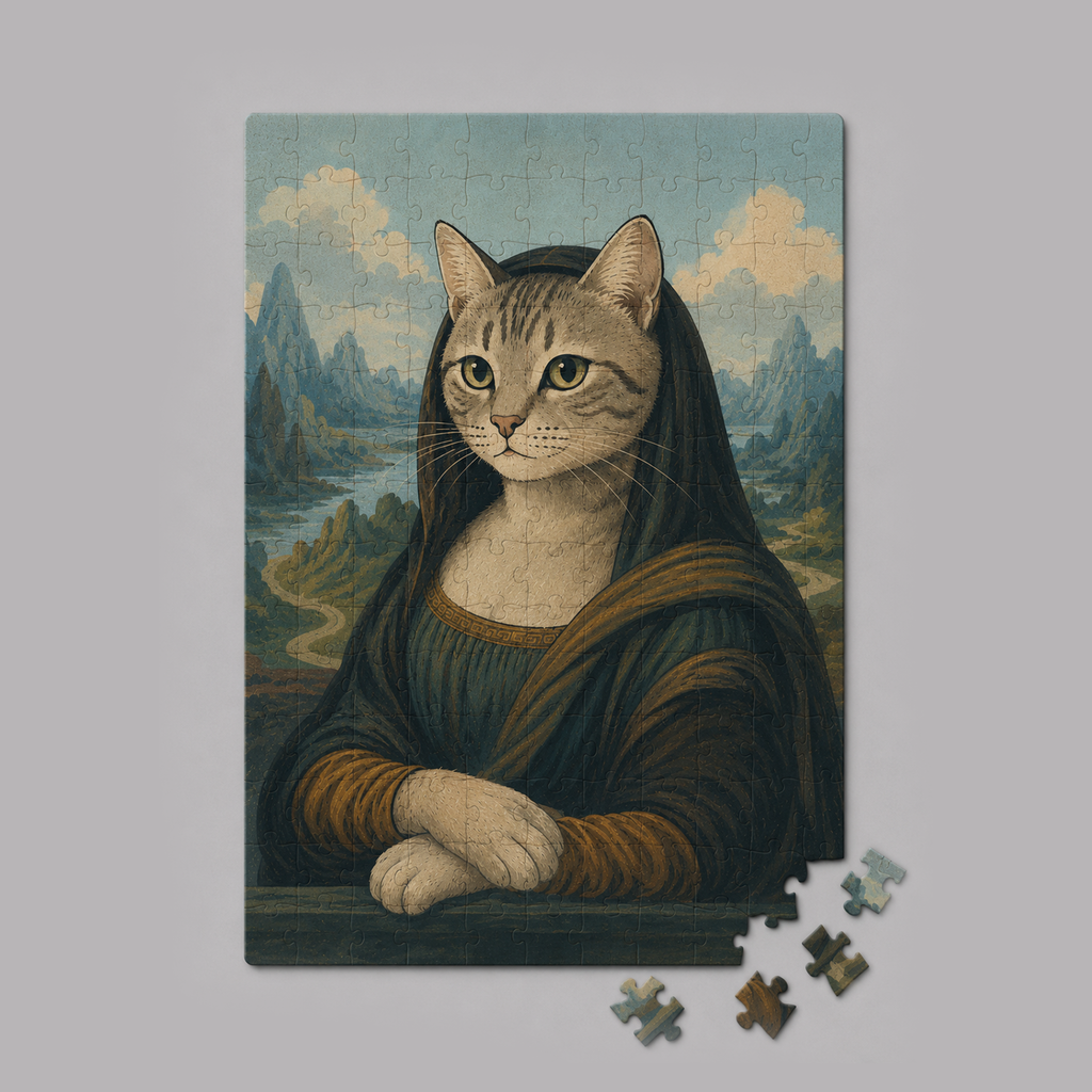Mini puzzle portrait de chat Mona Lisa