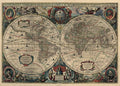 Carte du Monde Historique 1630 - Henricus Hondius - 50 x 70 cm