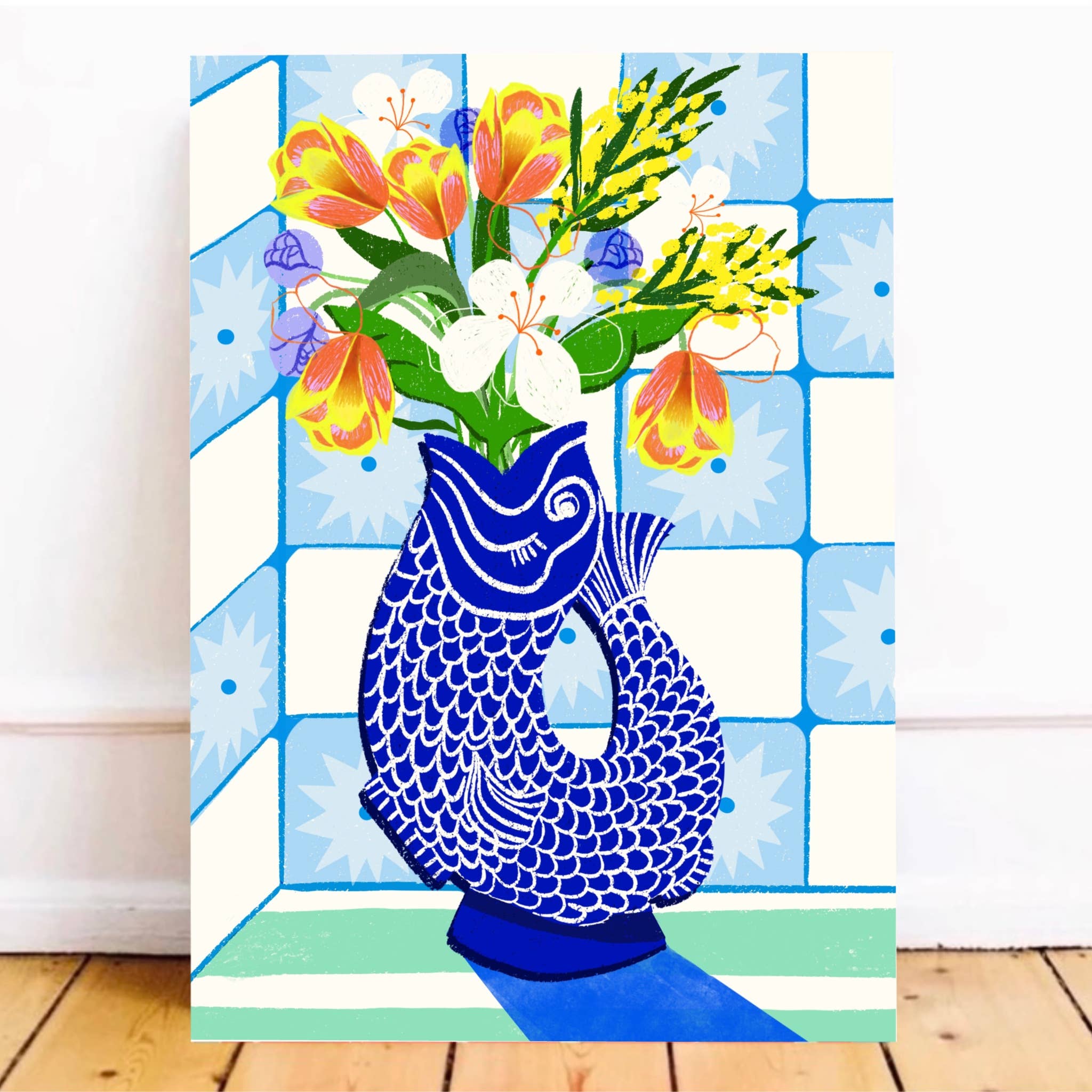 Vase poisson avec fleurs