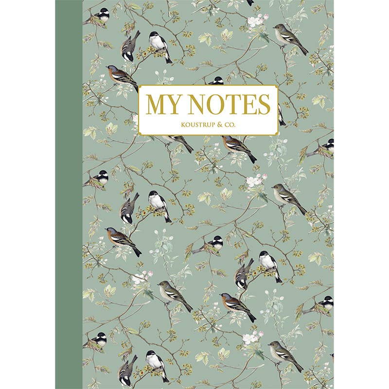 Cahier à motif d’oiseaux de jardin - Fabriqué au Danemark
