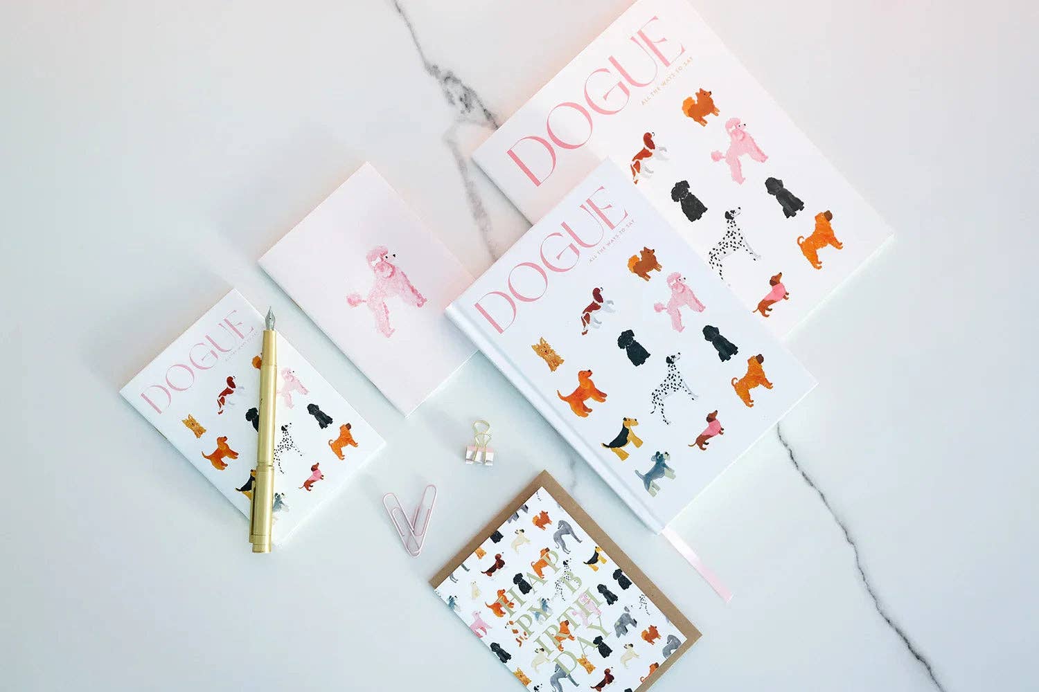 Motif de chiens d'anniversaire - Carte de vœux - Feuille d'or