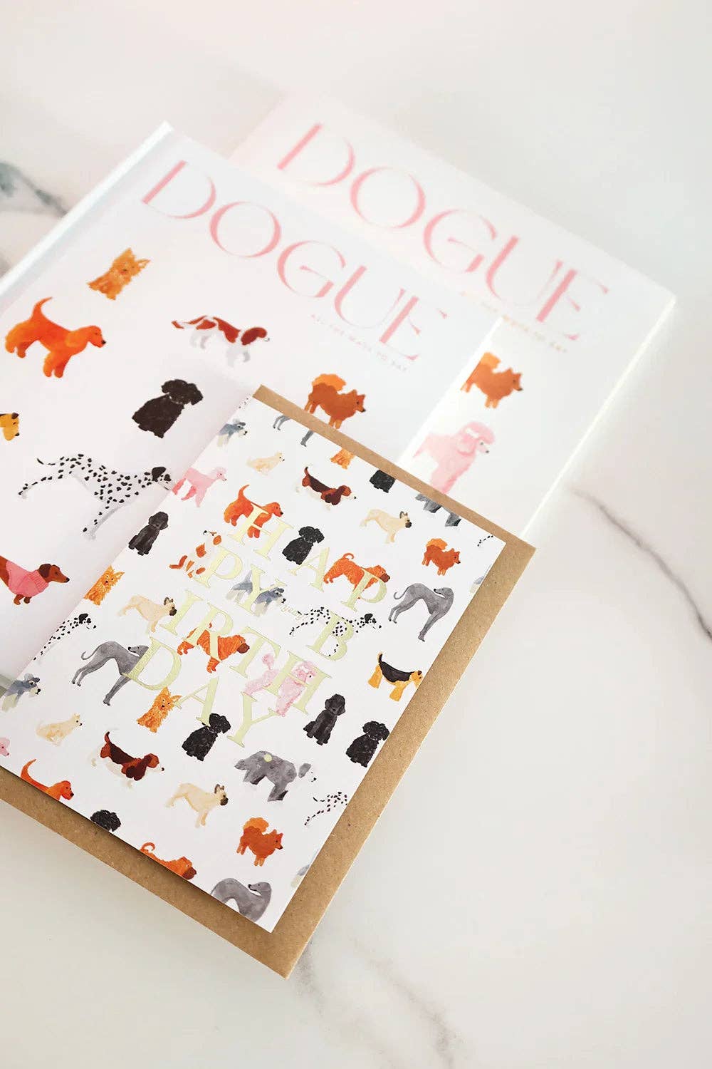 Motif de chiens d'anniversaire - Carte de vœux - Feuille d'or
