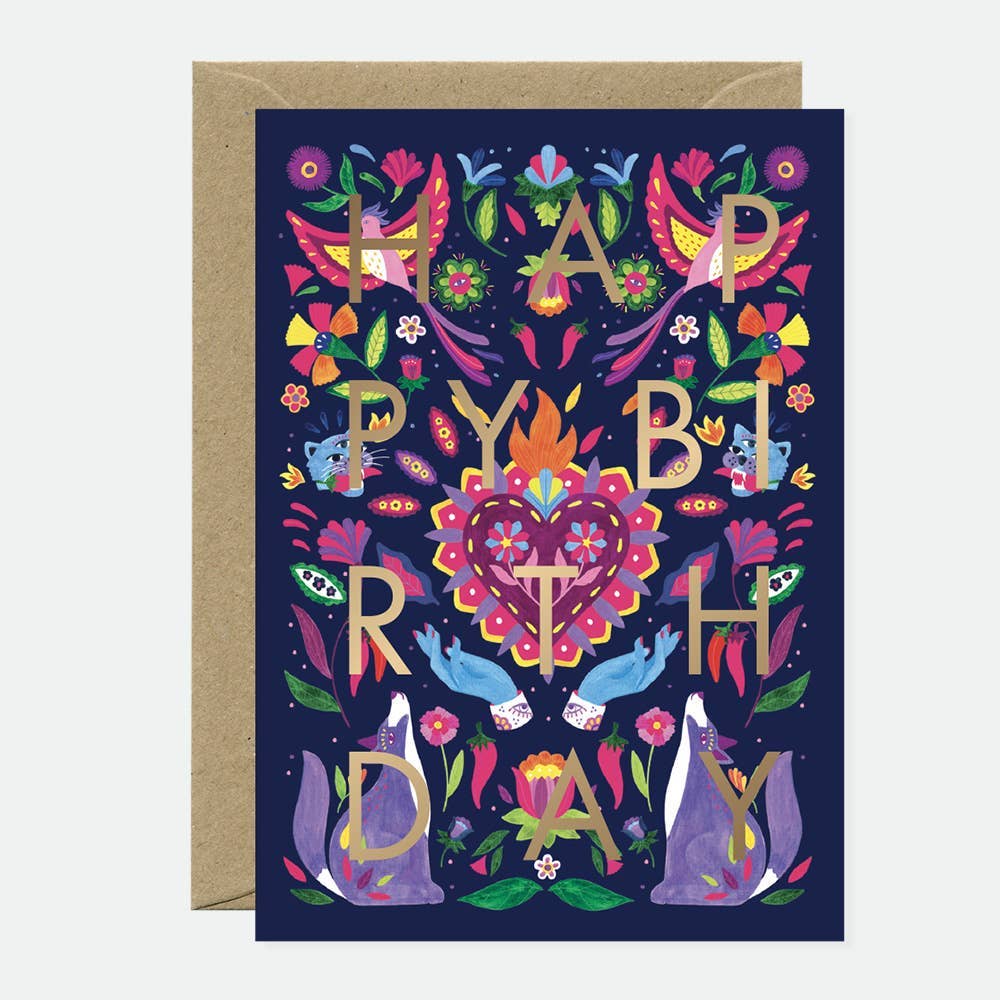 Mexican Bday - Carte de vœux - Feuille dorée