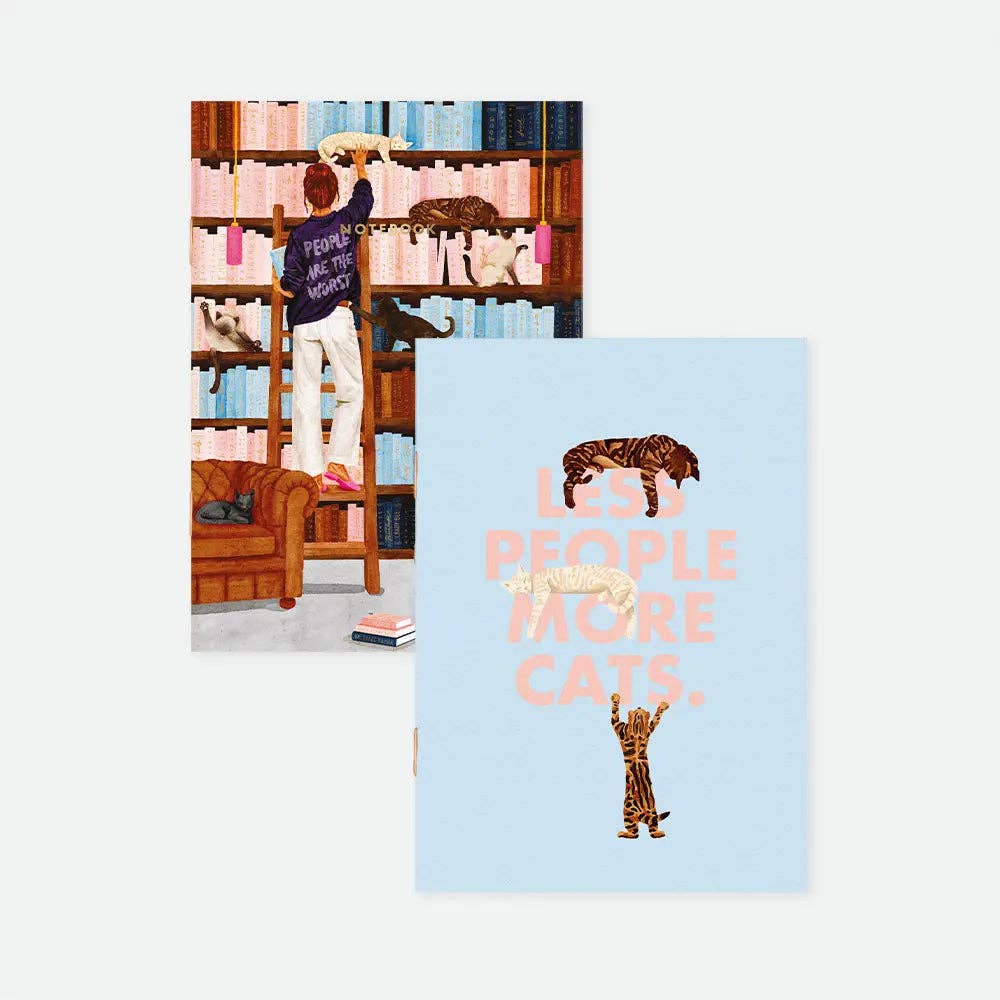 Moins de gens, plus de chats - Carnet de poche A6 DUO