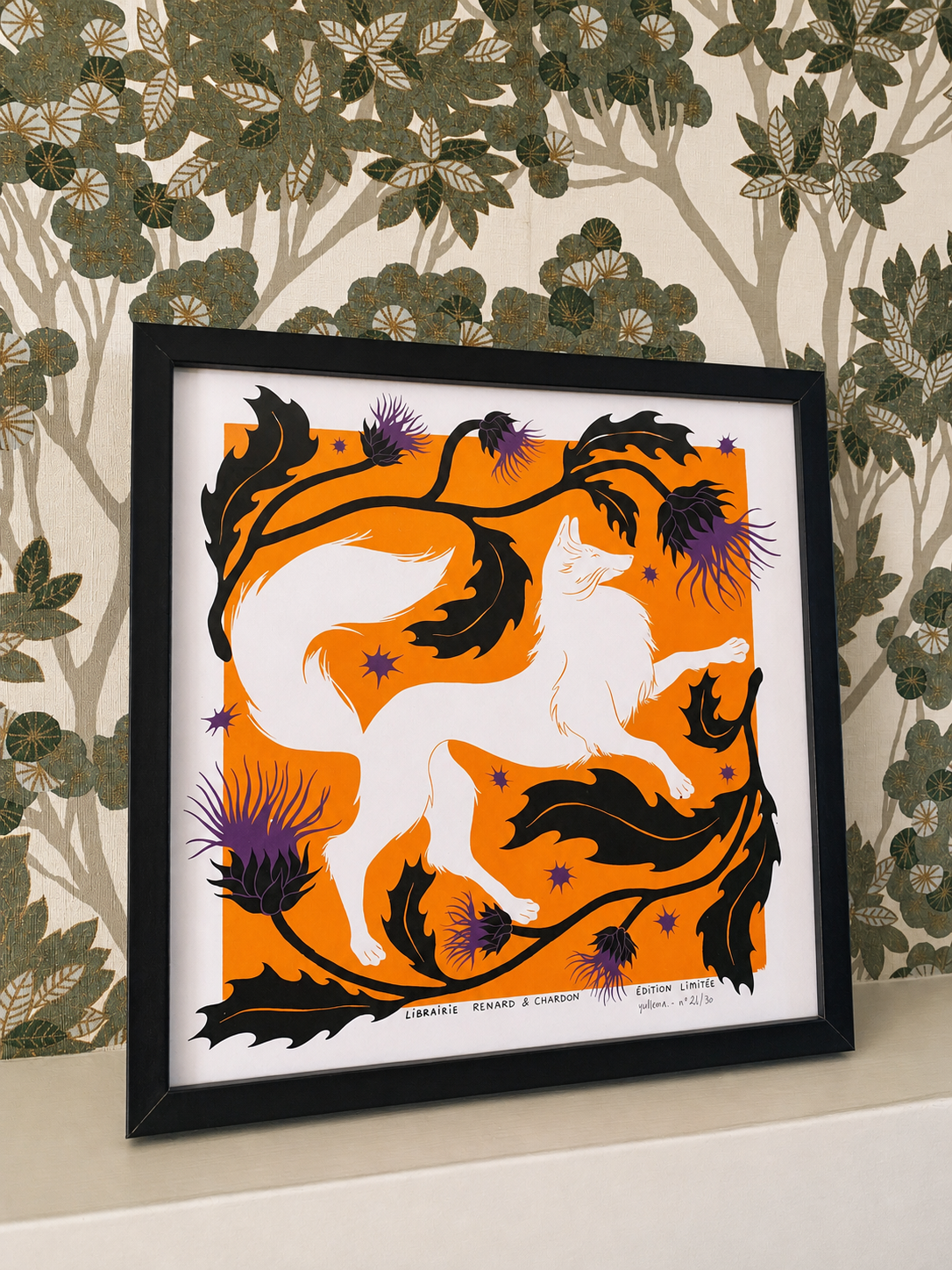 Sérigraphie & son marque-page "Renard & Chardon" - 30 x 30