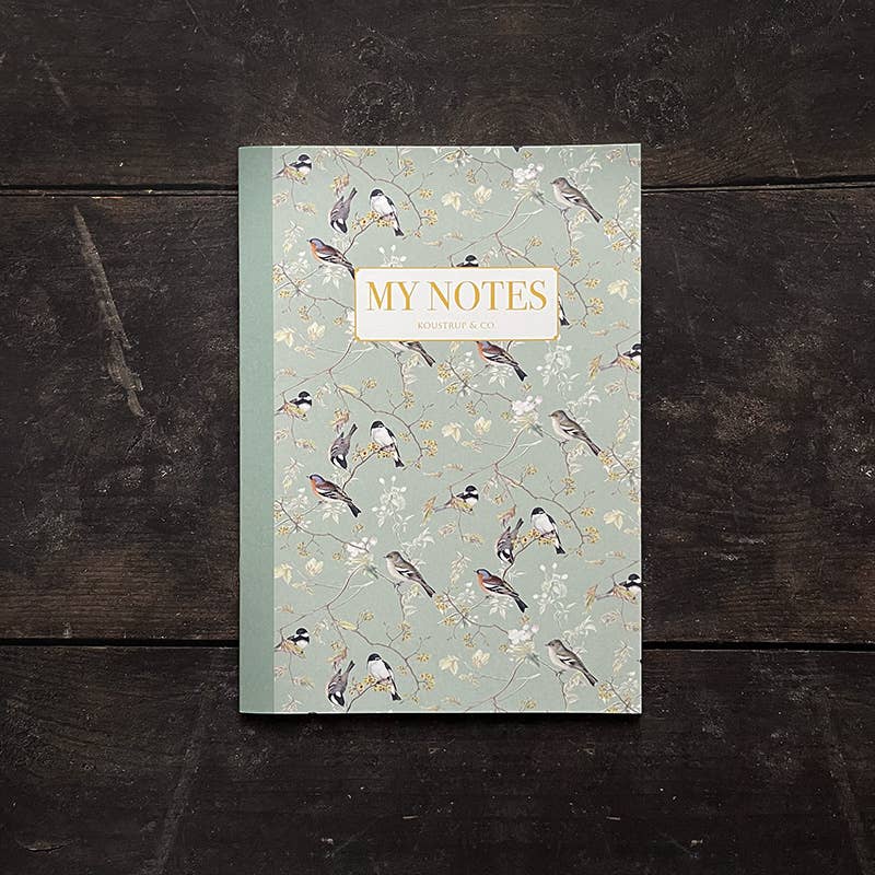 Cahier à motif d’oiseaux de jardin - Fabriqué au Danemark