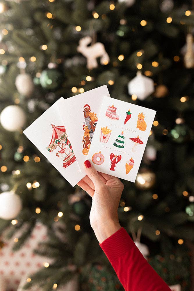 Cartes de vœux avec ornements et détails en feuille d'or