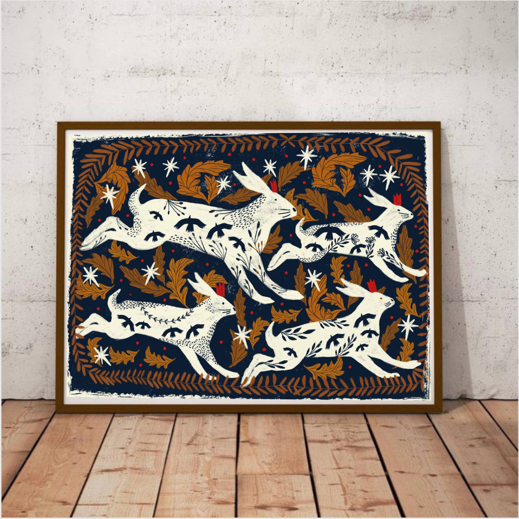 Four hares at night