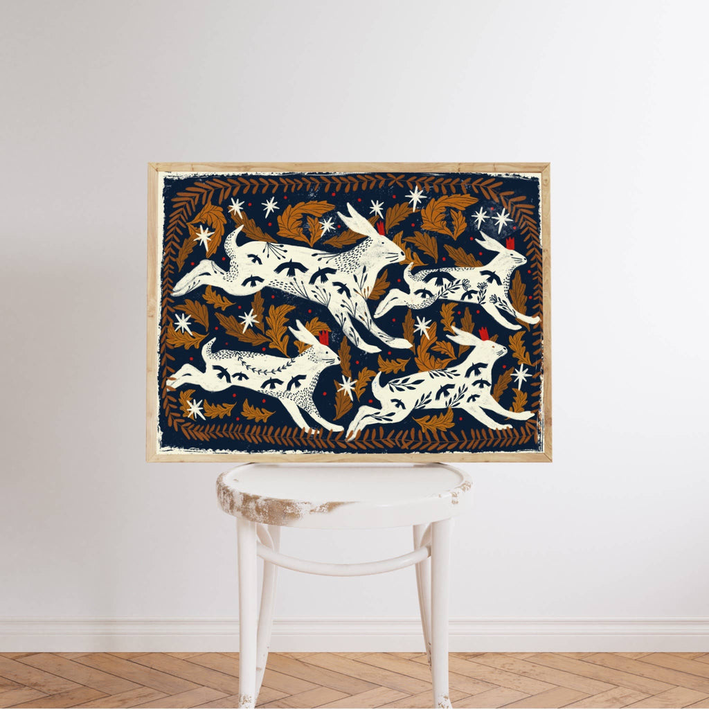 Four hares at night