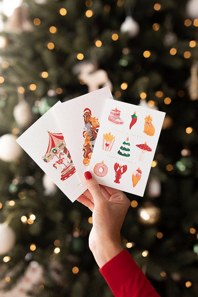 Cartes de vœux avec ornements et détails en feuille d'or