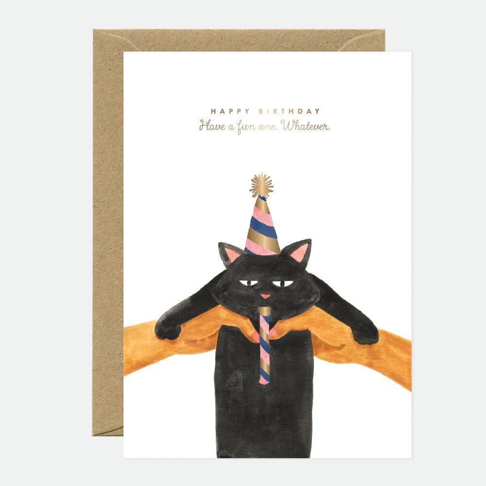 Quel que soit le chat - Carte de vœux d'anniversaire - Feuille d'or