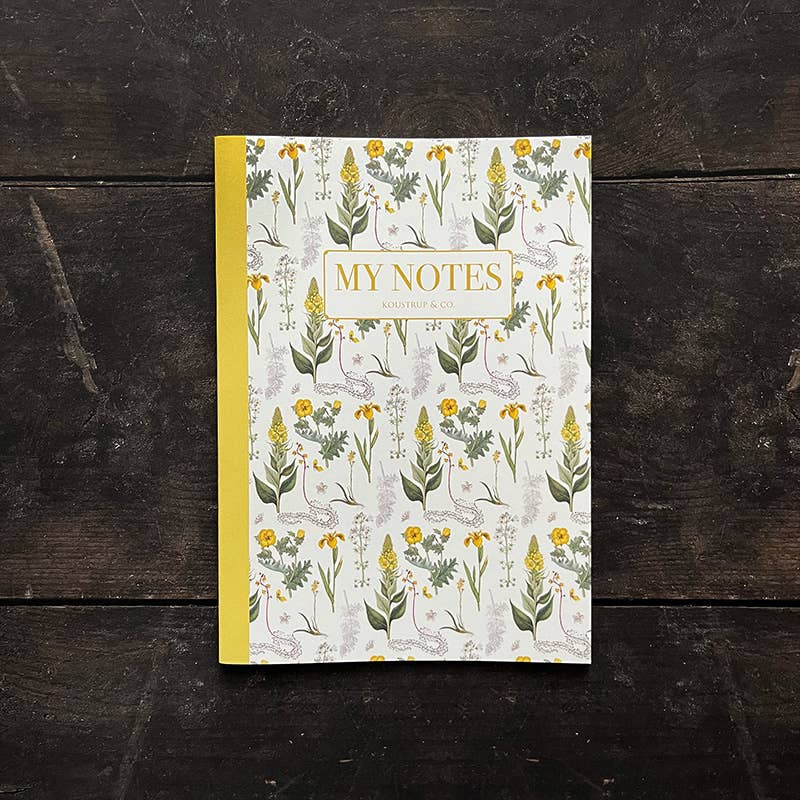 Carnet à motif floral jaune - Fabriqué au Danemark