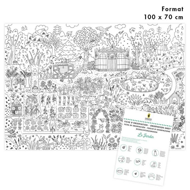 Poster géant à colorier Pirouette Cacahouète " Le Jardin "